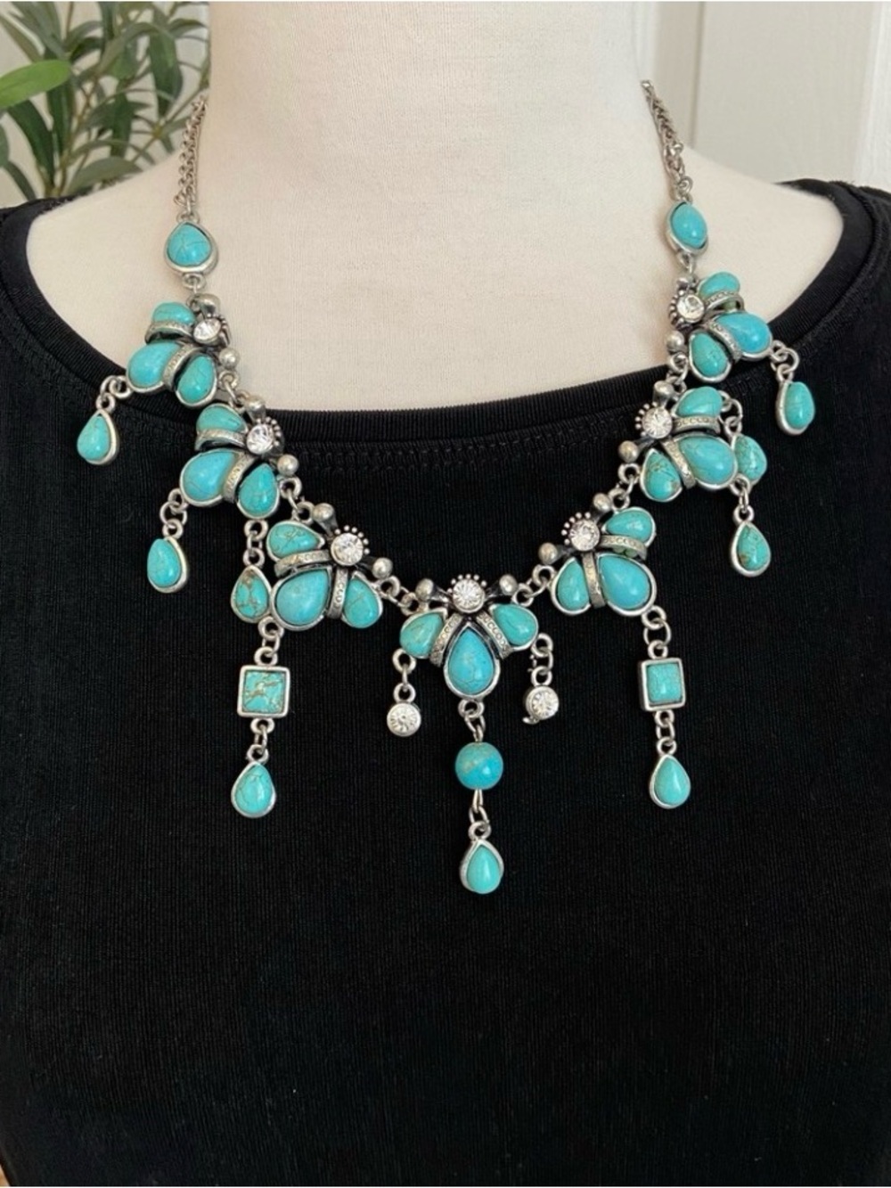 Turquoise + Crystal Necklace